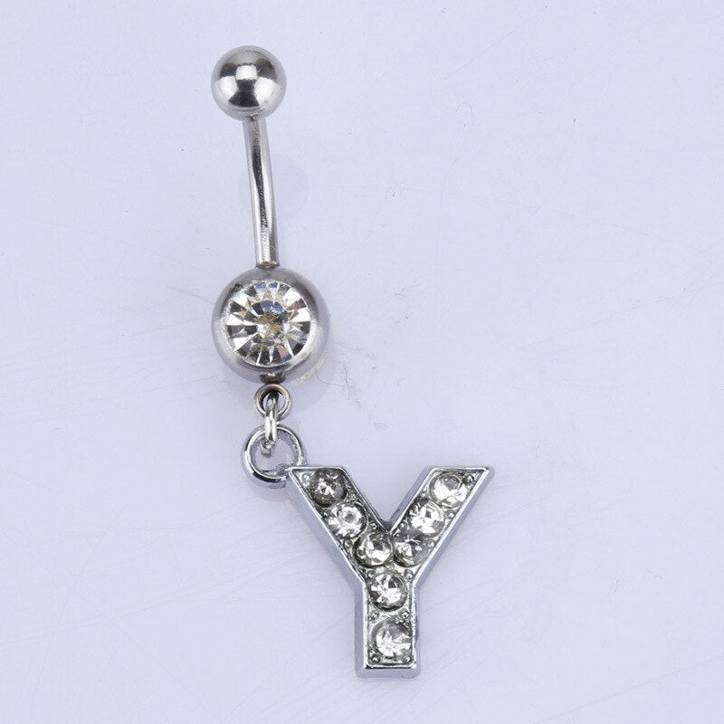 Initial Belly Button Rings Navel Belly Piercings Body Jewelry