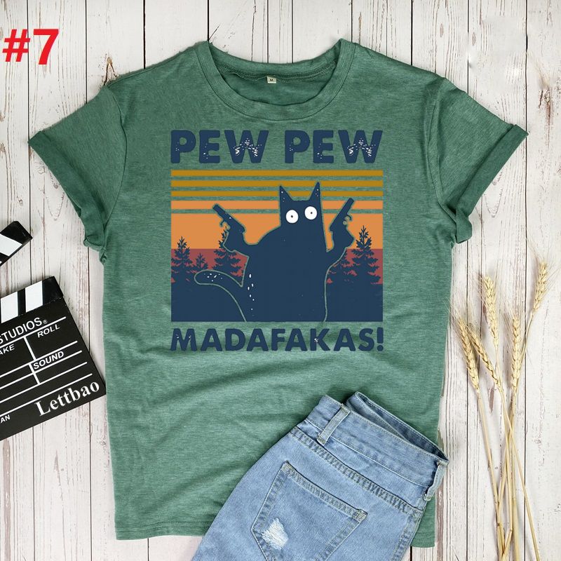 Pew Madafakas Cat T-Shirt Women 100% Cotton