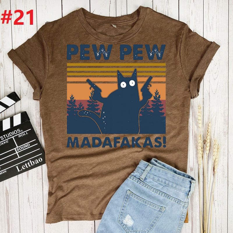 Pew Madafakas Cat T-Shirt Women 100% Cotton