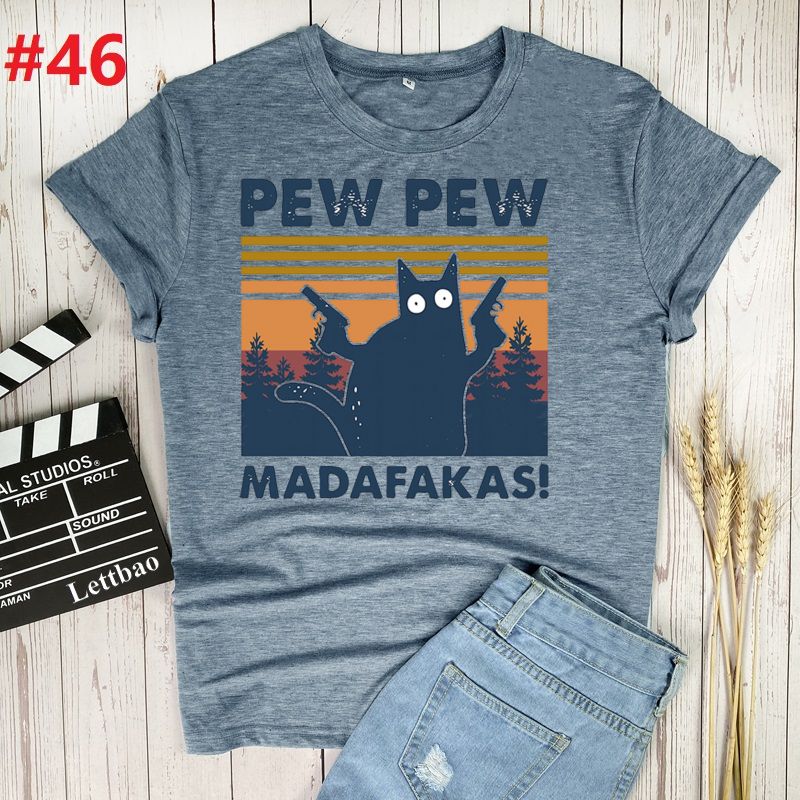 Pew Madafakas Cat T-Shirt Women 100% Cotton