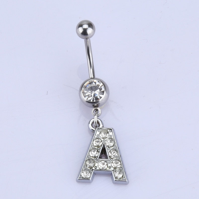 Initial Belly Button Rings Navel Belly Piercings Body Jewelry