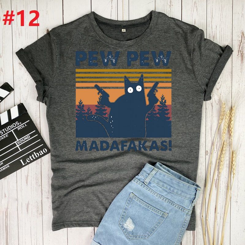 Pew Madafakas Cat T-Shirt Women 100% Cotton