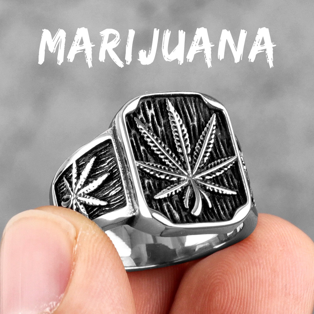 Hemp Leaves Stainless Steel  Ring Jewelry