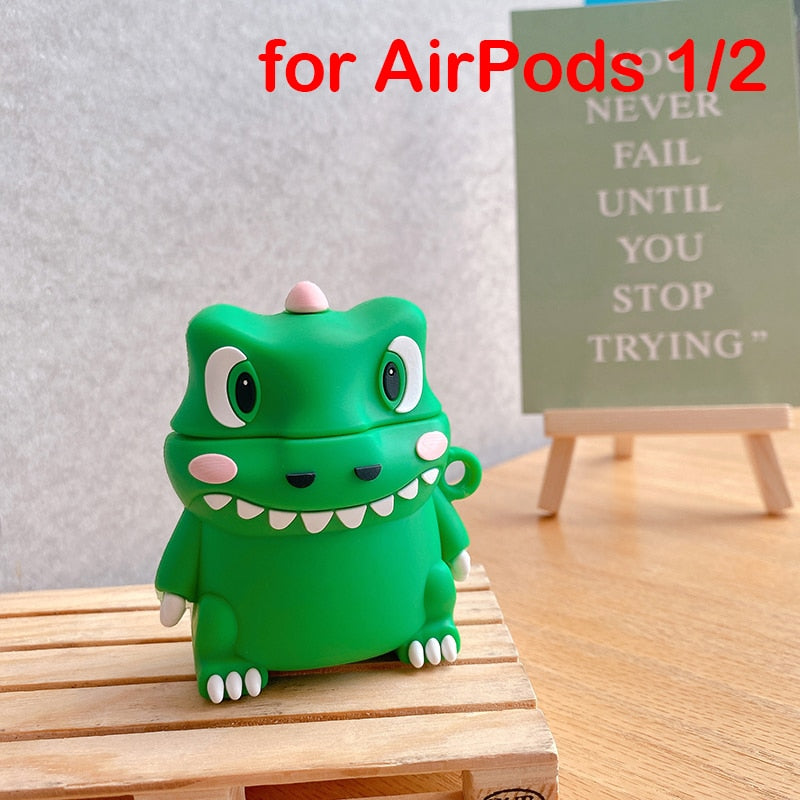 Silicone Dinosaur / Dragon Case For AirPods 1 2 Pro Charge Box