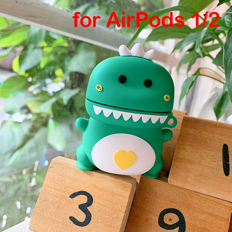 Silicone Dinosaur / Dragon Case For AirPods 1 2 Pro Charge Box