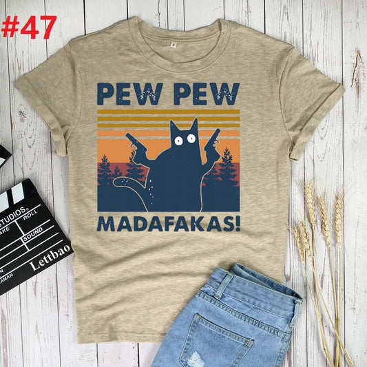 Pew Madafakas Cat T-Shirt Women 100% Cotton