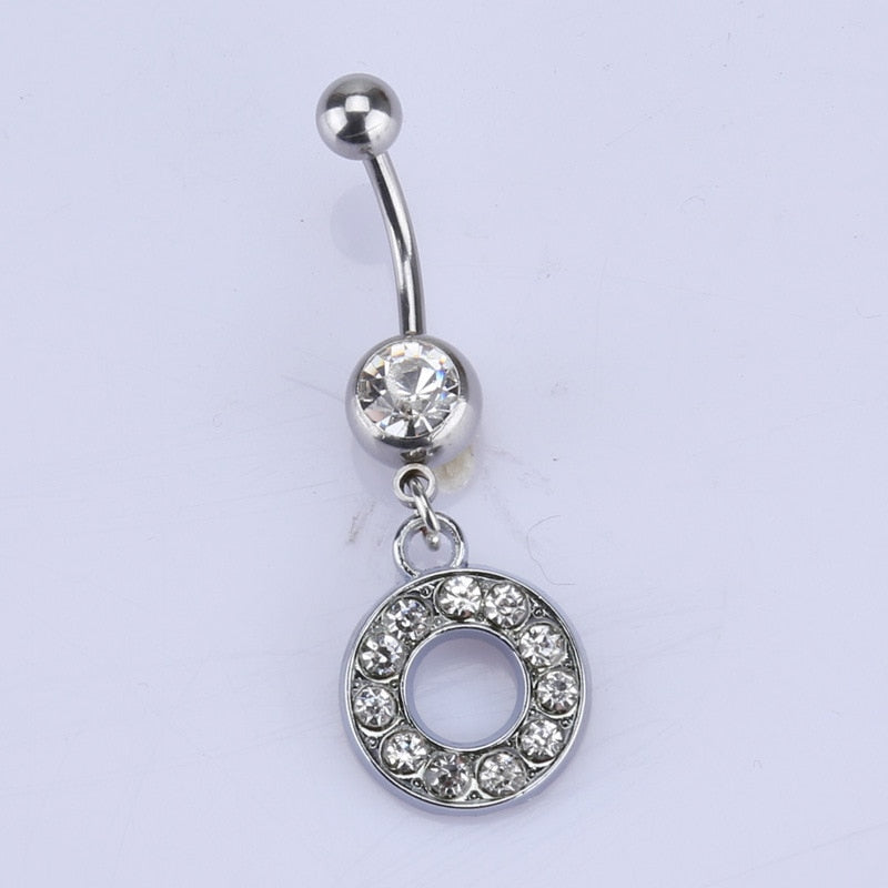 Initial Belly Button Rings Navel Belly Piercings Body Jewelry