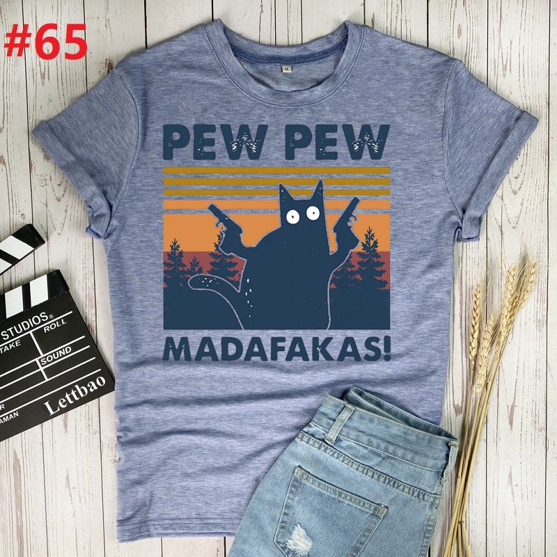 Pew Madafakas Cat T-Shirt Women 100% Cotton