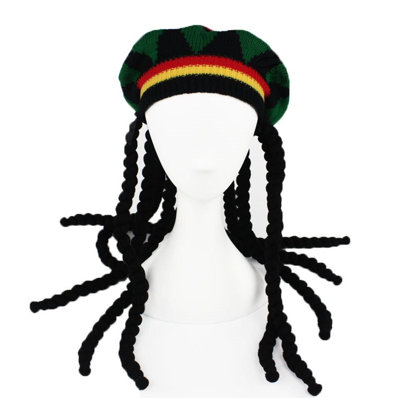 Knitted Wig Jamaican Bob Marley Rasta Beanie With Dreadlocks Reggae