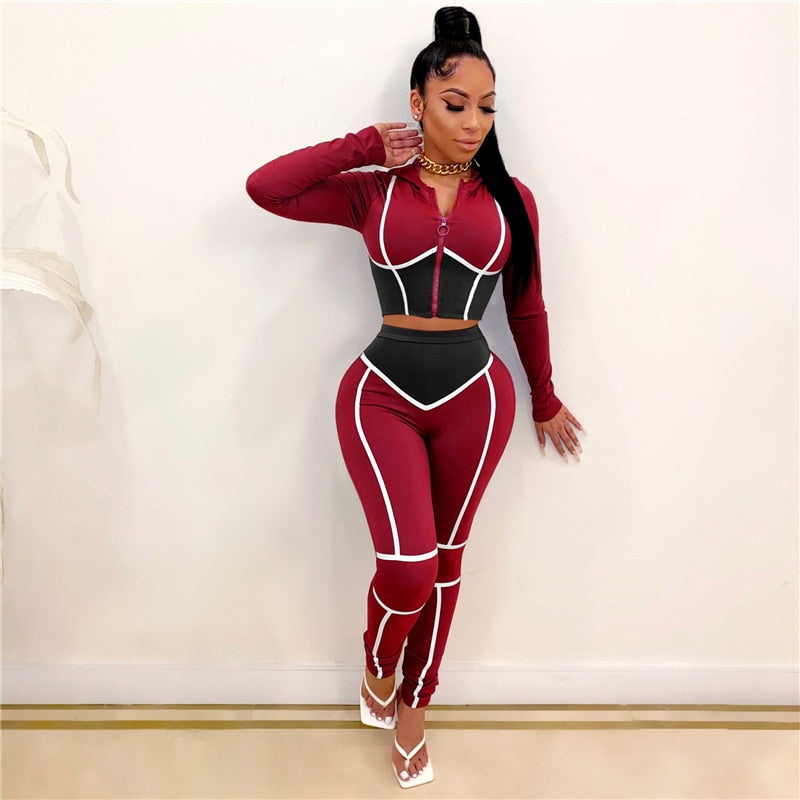 Caged Sweat Suits Women Tracksuit Zip Up Cropped Hoodie and Pants Two Piece Womens