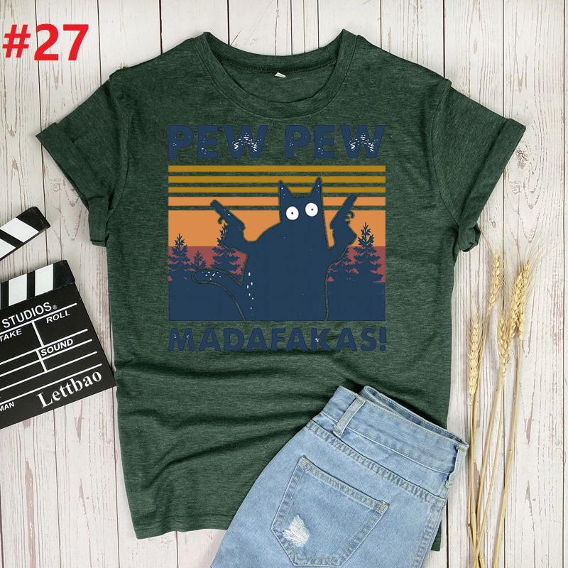 Pew Madafakas Cat T-Shirt Women 100% Cotton