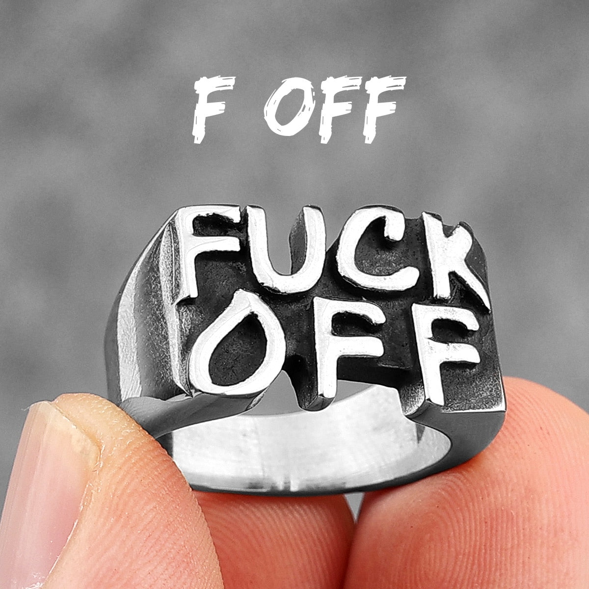 F Word Black Stainless Steel Rings Jewelry