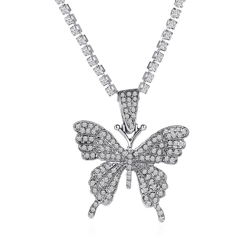 Butterfly Necklace Rhinestones Choker Jewelry