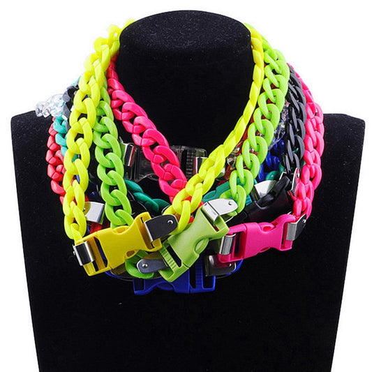 Acrylic Chain Padlock Necklace Chunky Chain Buckle Pendant Fashion Jewelry