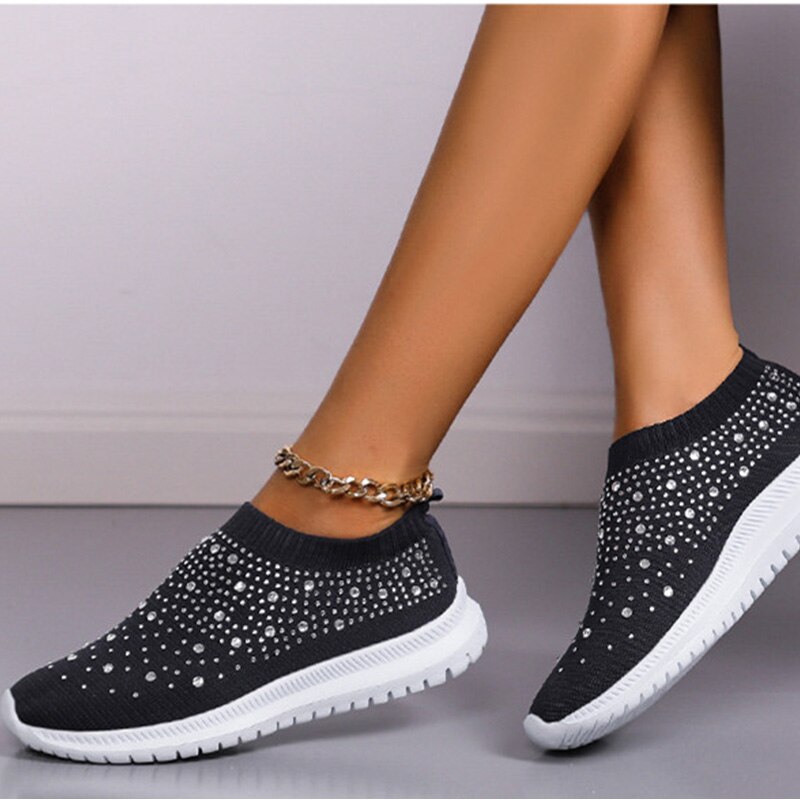 Crystal Mesh Casual Cozy Shoes Womens