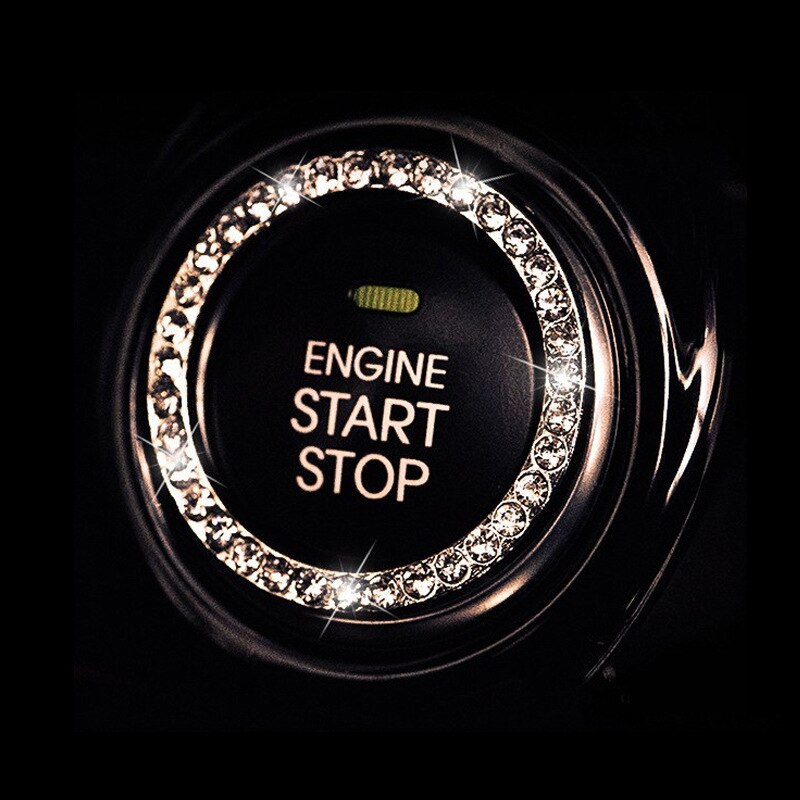 Rhinestone Ignition Ring For Start Stop Push Button Auto Accessories Decor