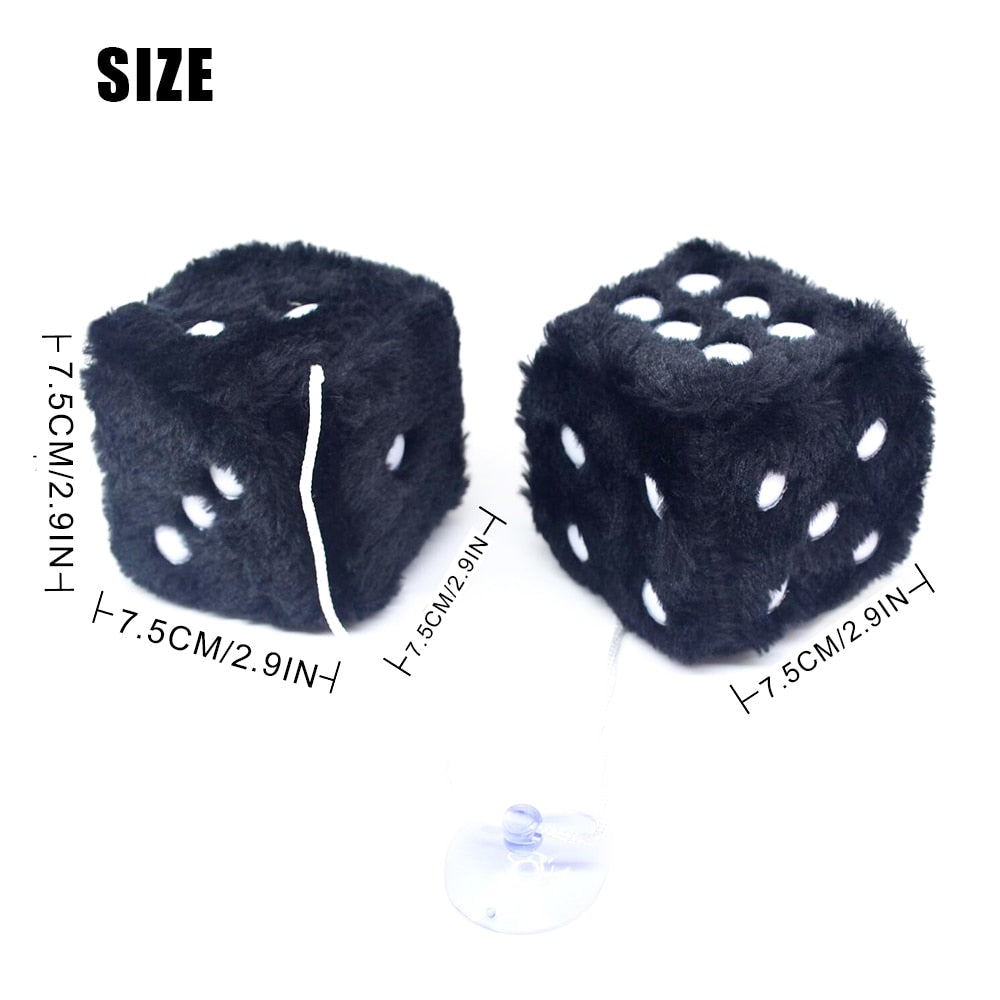 Fuzzy Plush Dice Auto Decor Ornament Car Accessory