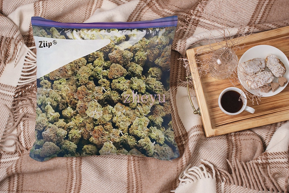 Weed Zip Lock Decorative Pillow Case