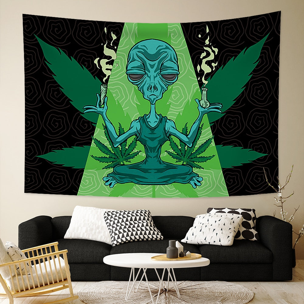 Tapestry Cool Alien Weed Wall Hanging Decor Wall Art