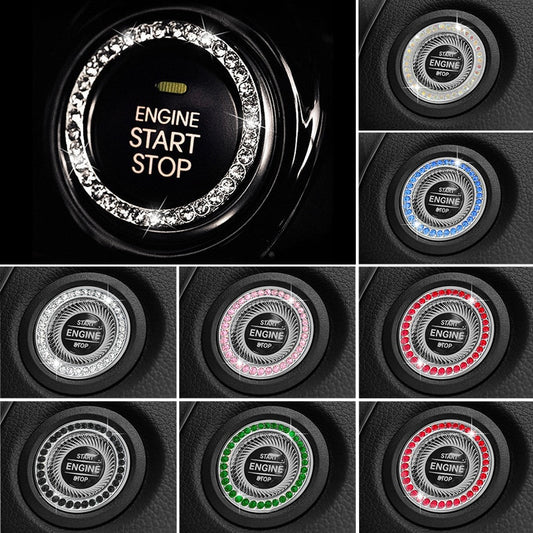 Rhinestone Ignition Ring For Start Stop Push Button Auto Accessories Decor