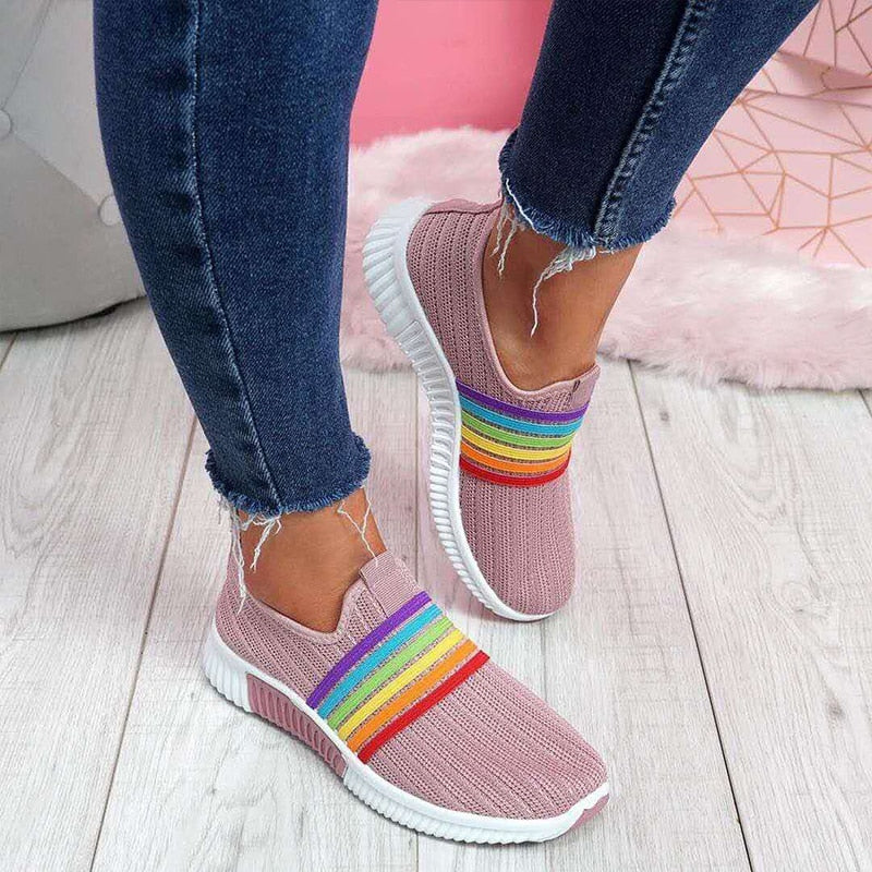 Rainbow Stripes Mesh Casual Sneakers Shoes