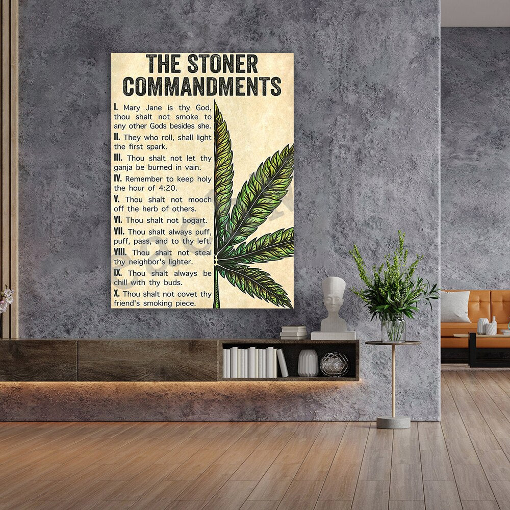 Stoner Commandments Poster Canvas Vintage Wall Art