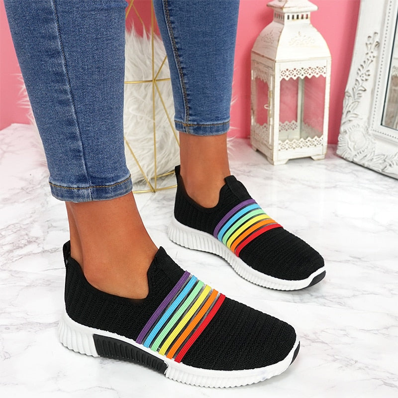 Rainbow Stripes Mesh Casual Sneakers Shoes