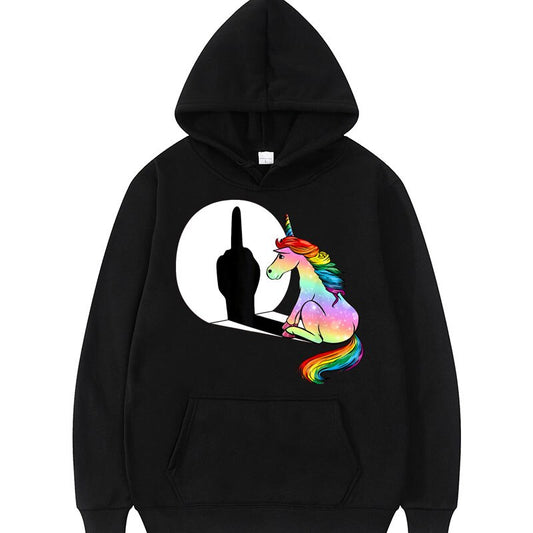 Unicorn Shadow Middle Finger Hoodie Sweatshirt