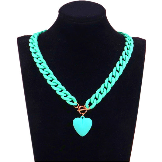 Acrylic Chain Heart Pendant Necklace Jewelry