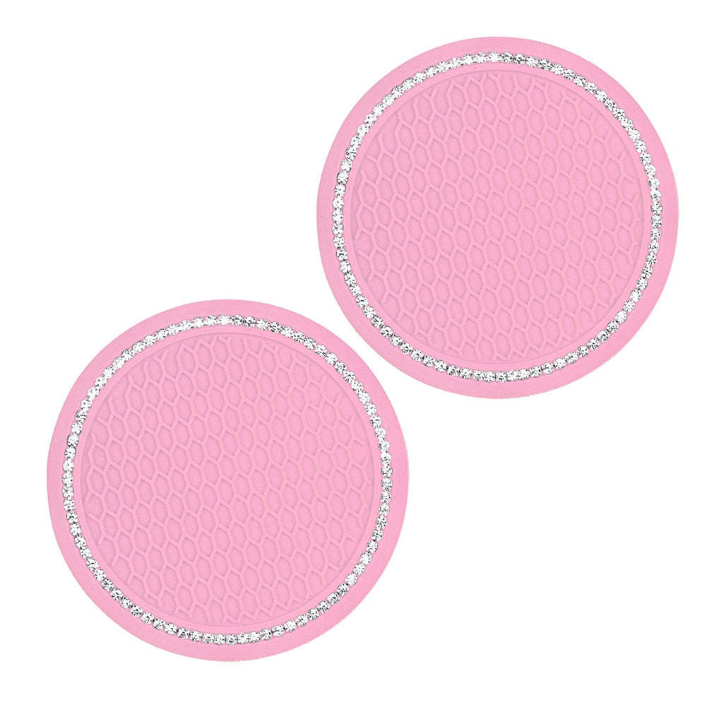 Auto Interior Cup Holder Coater Pad Rhinestone Auto Rubber Mat Car Accessories