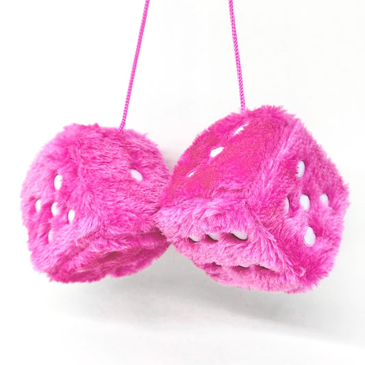 Fuzzy Plush Dice Auto Decor Ornament Car Accessory