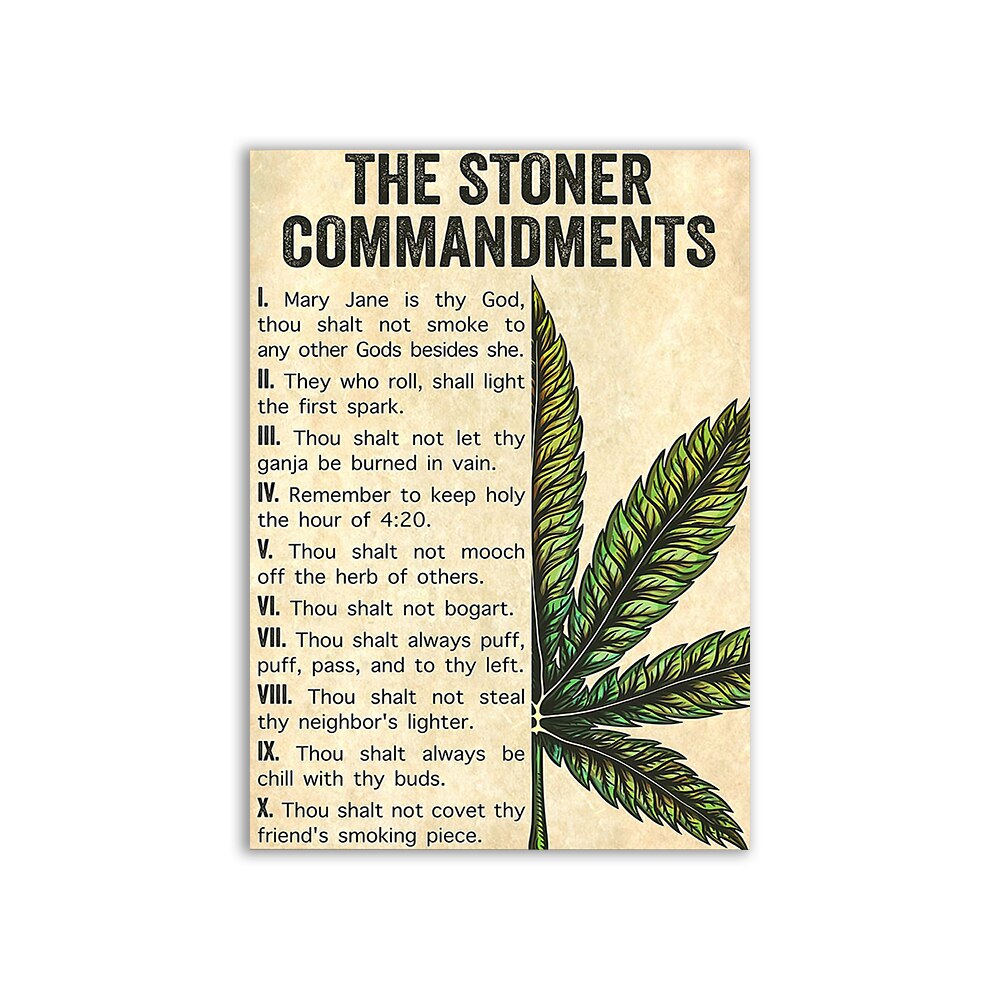 Stoner Commandments Poster Canvas Vintage Wall Art