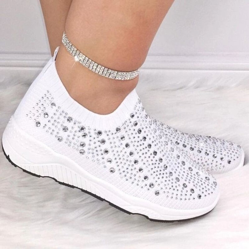 Crystal Mesh Knit Shoes Comfortable Breathable Shoes Women