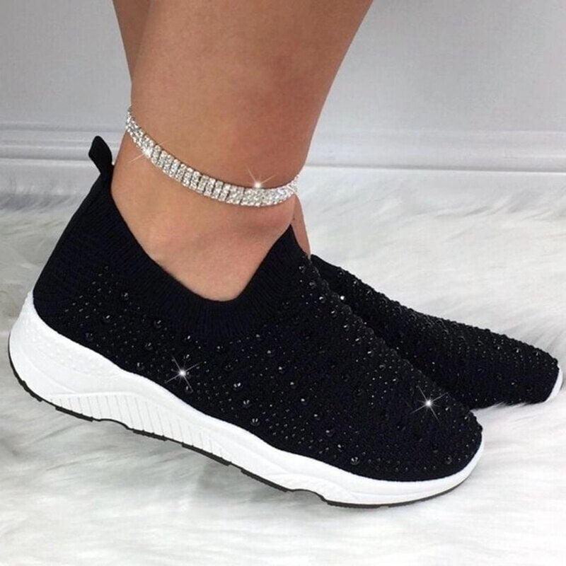 Crystal Mesh Knit Shoes Comfortable Breathable Shoes Women