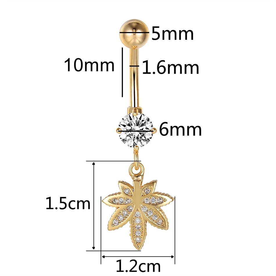 Gold Plated Variety Dangle Navel Belly Button Surgical Steel Piercing Barbell Body Jewelry