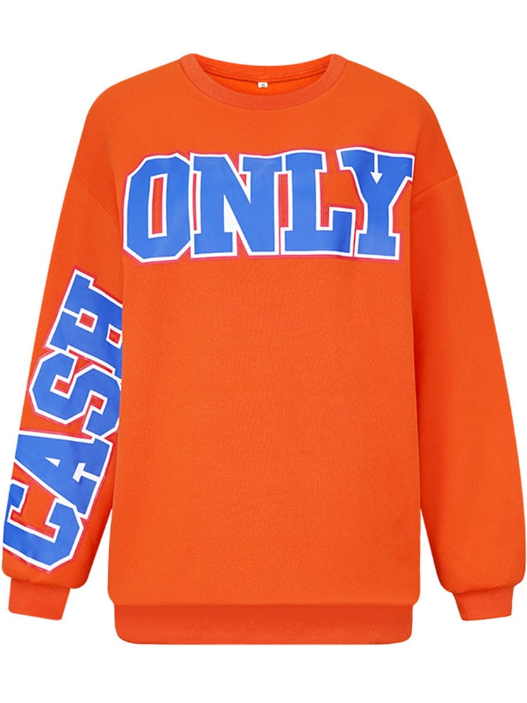Women Cash Only Long Sleeve Big Loose Sweatshirts (runs big in size)