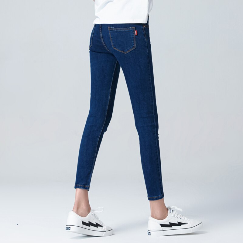 Elastic Waist Jeans Slim Stretch Cotton Jean Womens