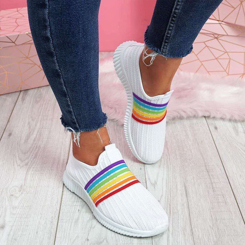 Rainbow Stripes Mesh Casual Sneakers Shoes