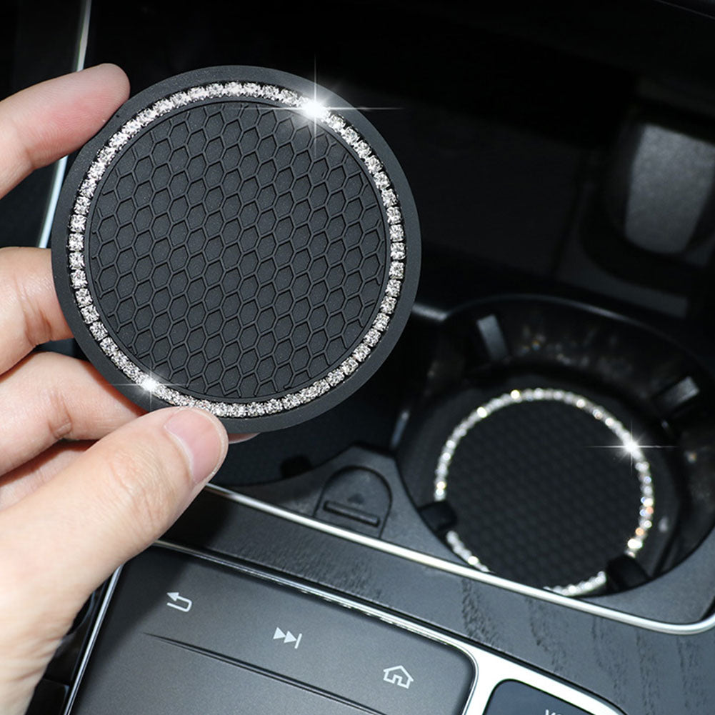 Auto Interior Cup Holder Coater Pad Rhinestone Auto Rubber Mat Car Accessories