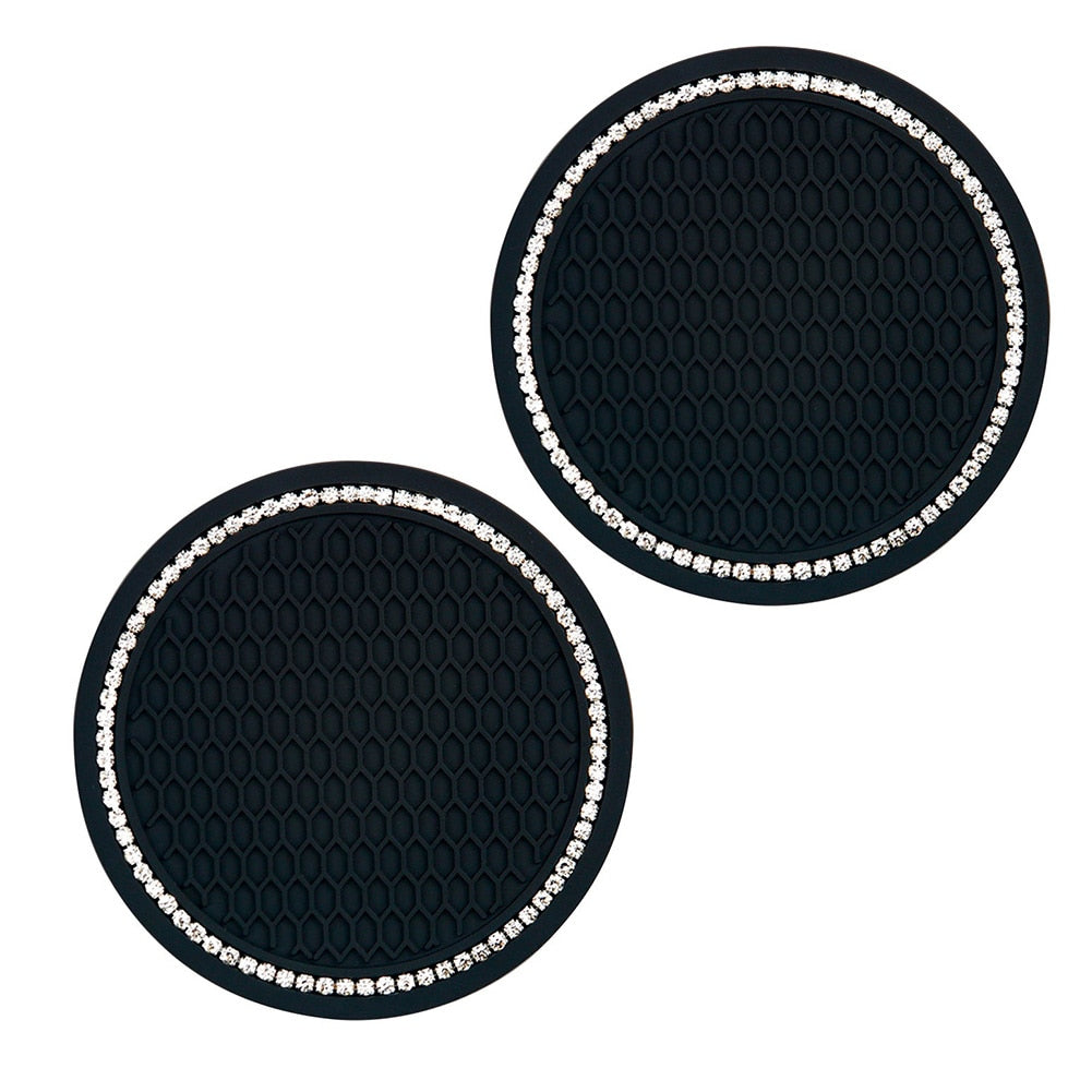 Auto Interior Cup Holder Coater Pad Rhinestone Auto Rubber Mat Car Accessories