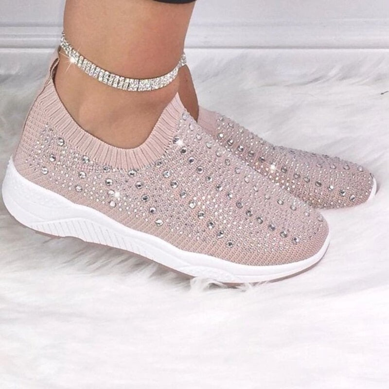 Crystal Mesh Knit Shoes Comfortable Breathable Shoes Women