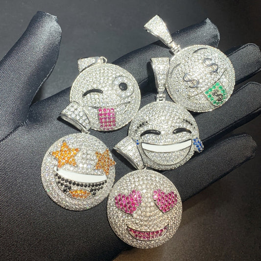 Iced Out Emoji Cubic Zirconia Necklaces Pendants Jewelry