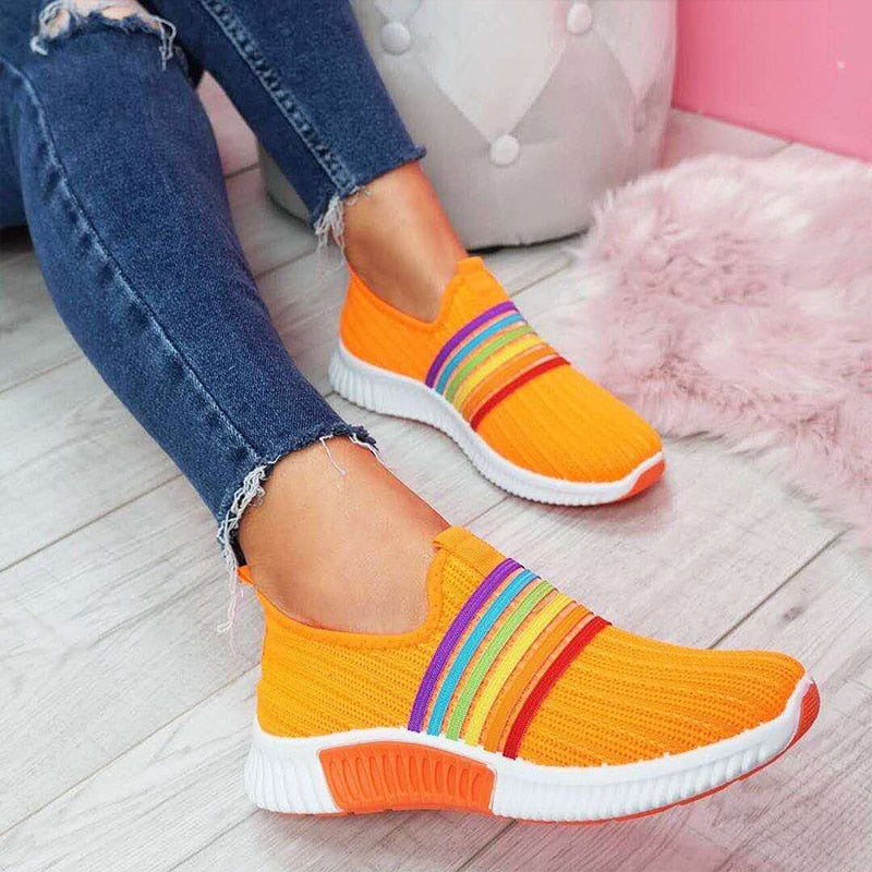 Rainbow Stripes Mesh Casual Sneakers Shoes