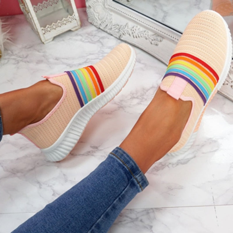 Rainbow Stripes Mesh Casual Sneakers Shoes