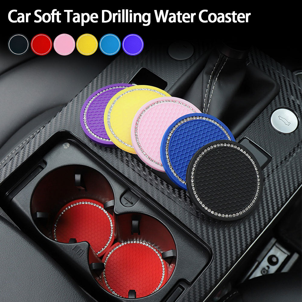 Auto Interior Cup Holder Coater Pad Rhinestone Auto Rubber Mat Car Accessories