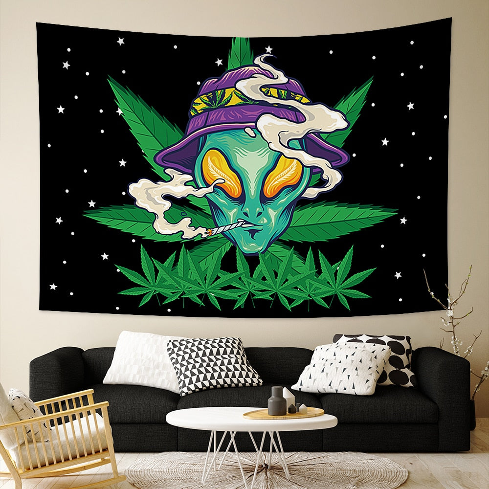 Tapestry Cool Alien Weed Wall Hanging Decor Wall Art