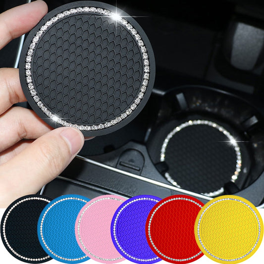 Auto Interior Cup Holder Coater Pad Rhinestone Auto Rubber Mat Car Accessories